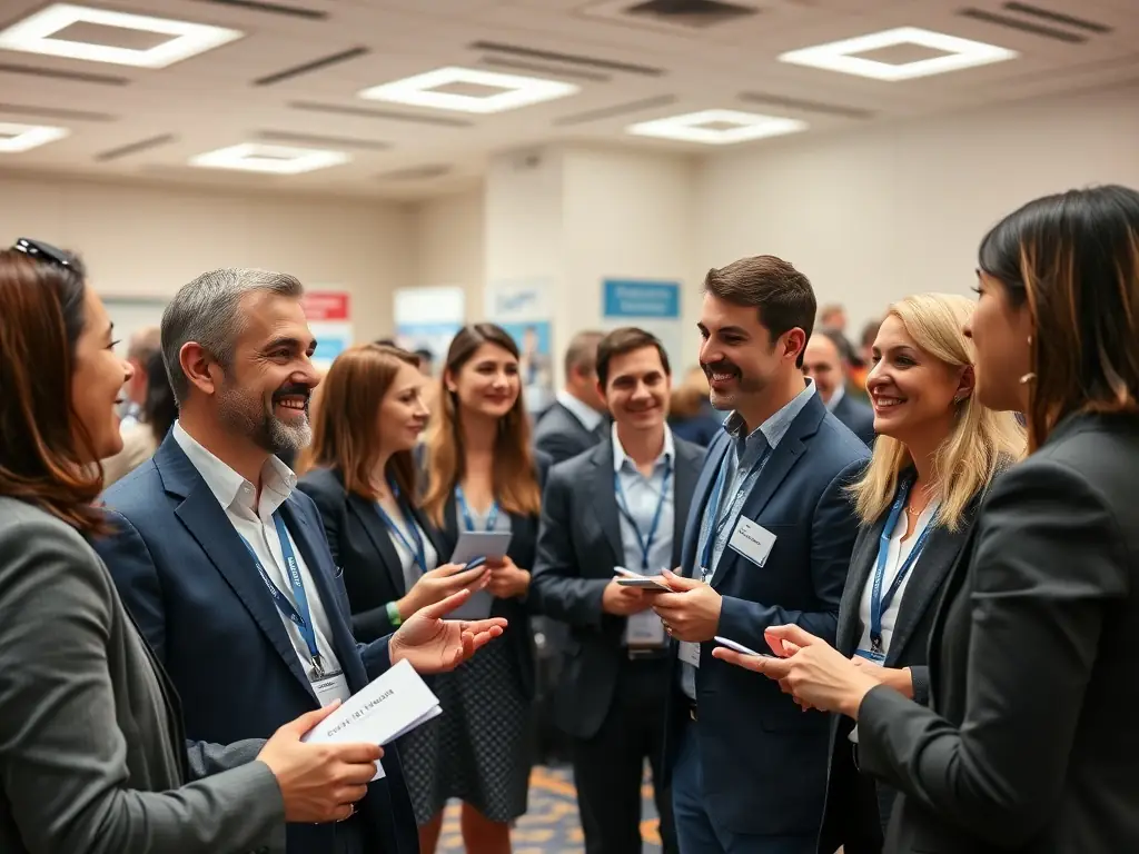 A photograph showcasing a networking session at the BizConnect UK 2022 conference in Manchester, highlighting the interactive and collaborative environment.
