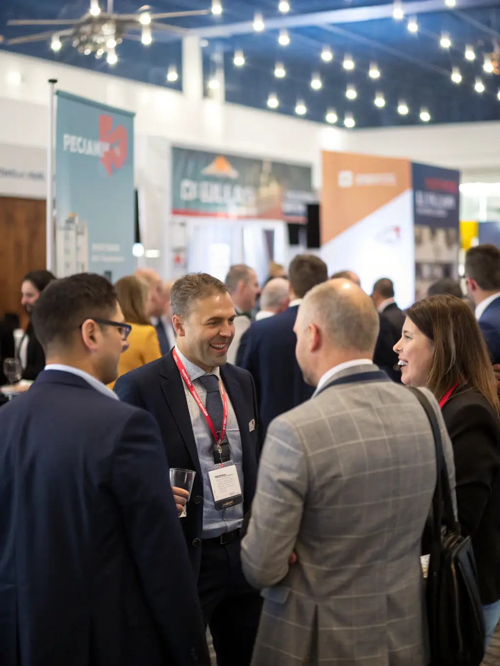 A dynamic image of a speed networking session at BizConnect UK, with participants actively exchanging business cards and engaging in brief conversations.