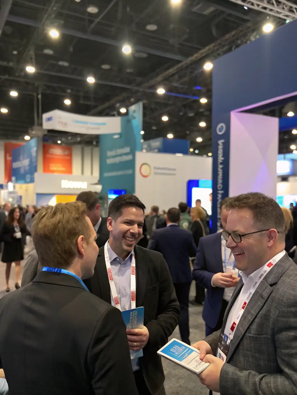 A candid shot of attendees at BizConnect UK gathered around a booth, engaging with exhibitors and learning about new products and services.